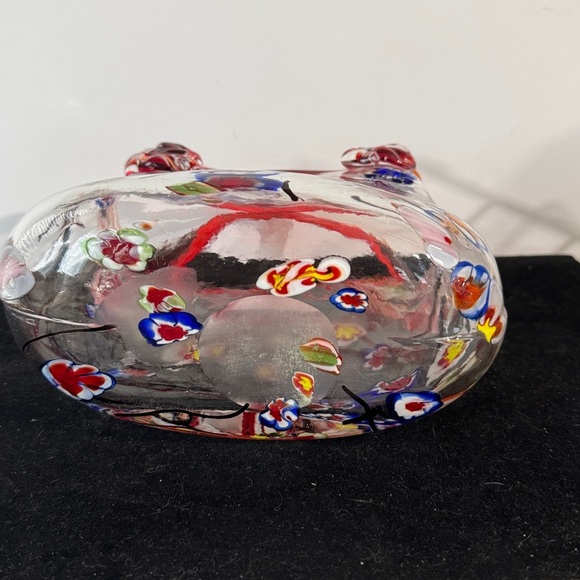 Murano Style Millefiori Red Art Glass Purse Blown Vase Centerpiece - Picture 3 of 4